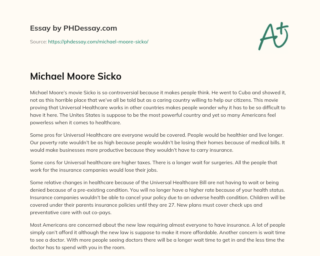 Michael Moore Sicko essay