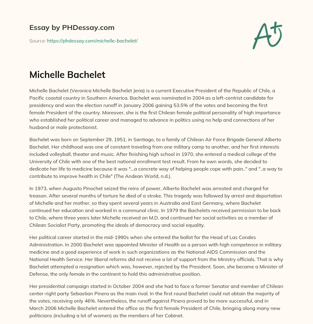 Michelle Bachelet essay