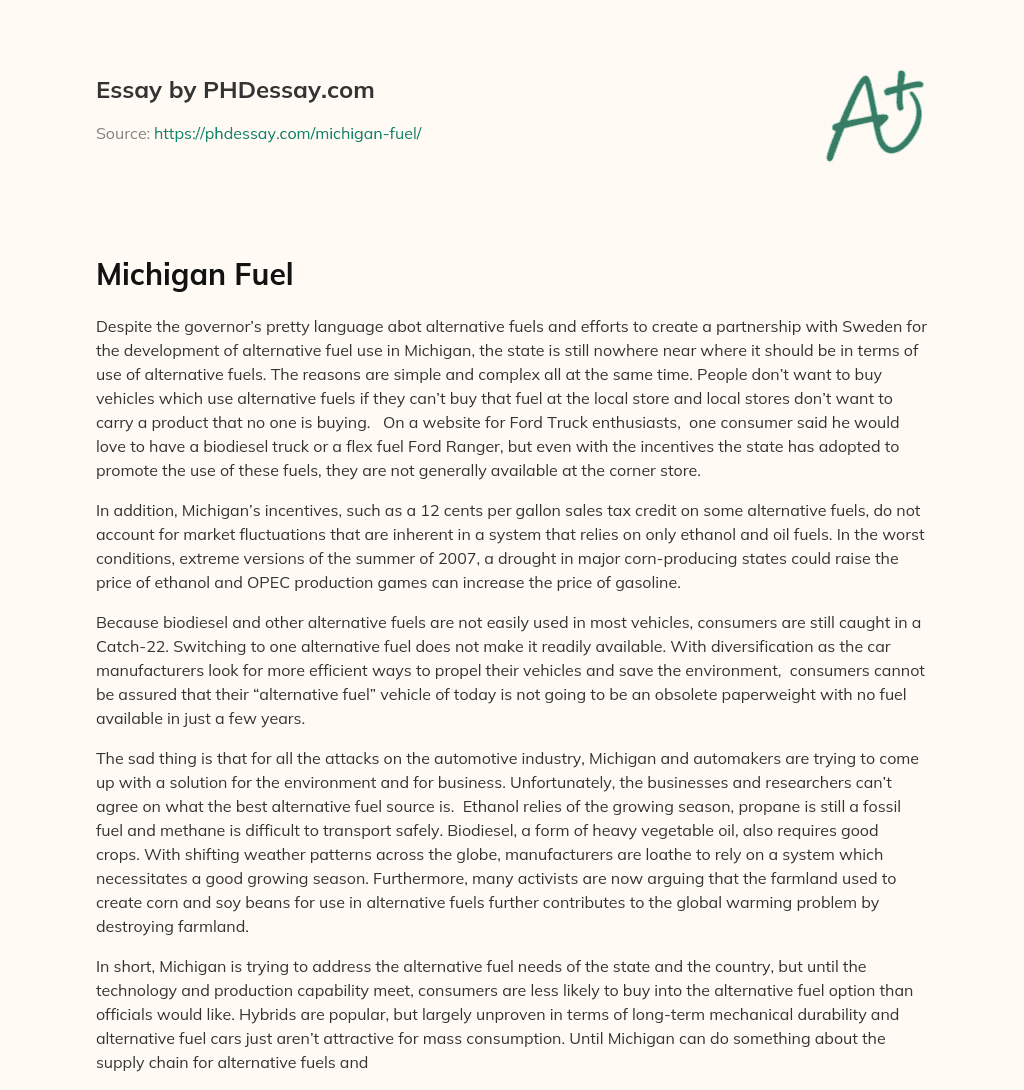 Michigan Fuel essay