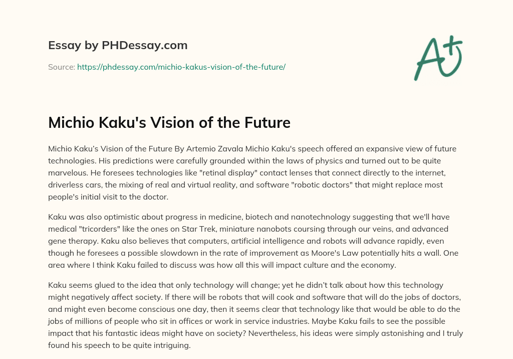 my vision of the future essay