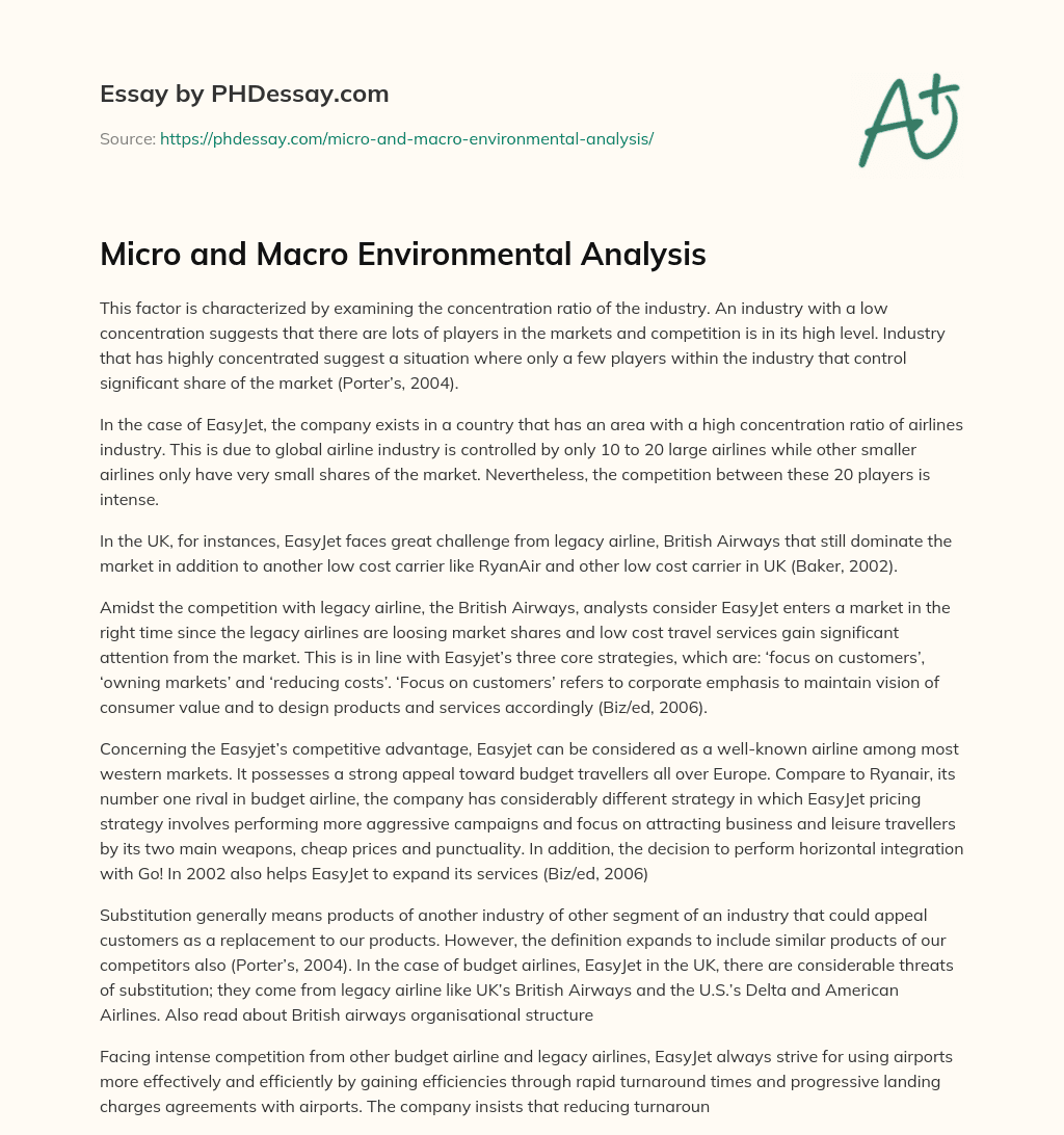 Micro and Macro Environmental Analysis essay