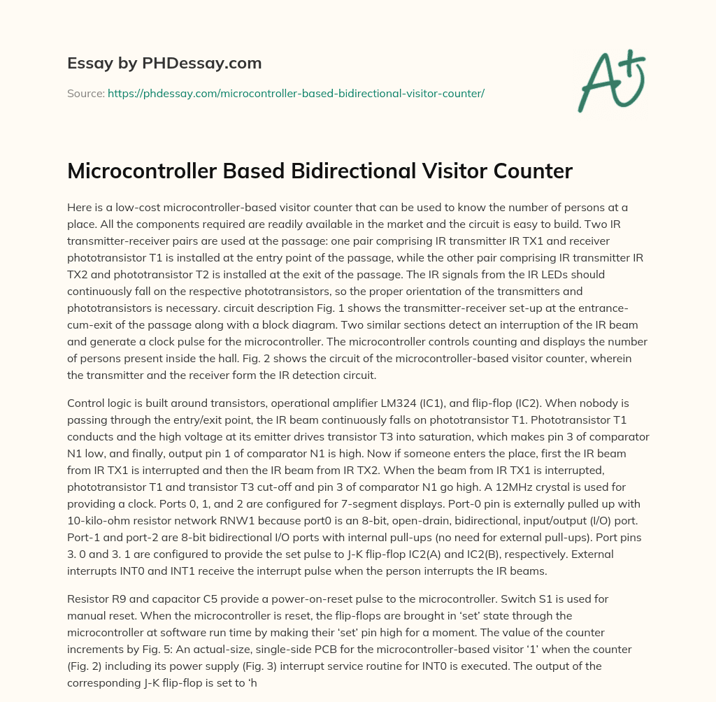 Microcontroller Based Bidirectional Visitor Counter essay