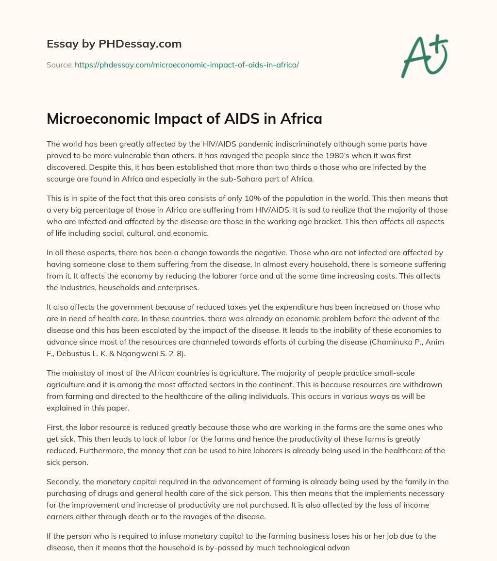 Microeconomic Impact of  AIDS in Africa essay