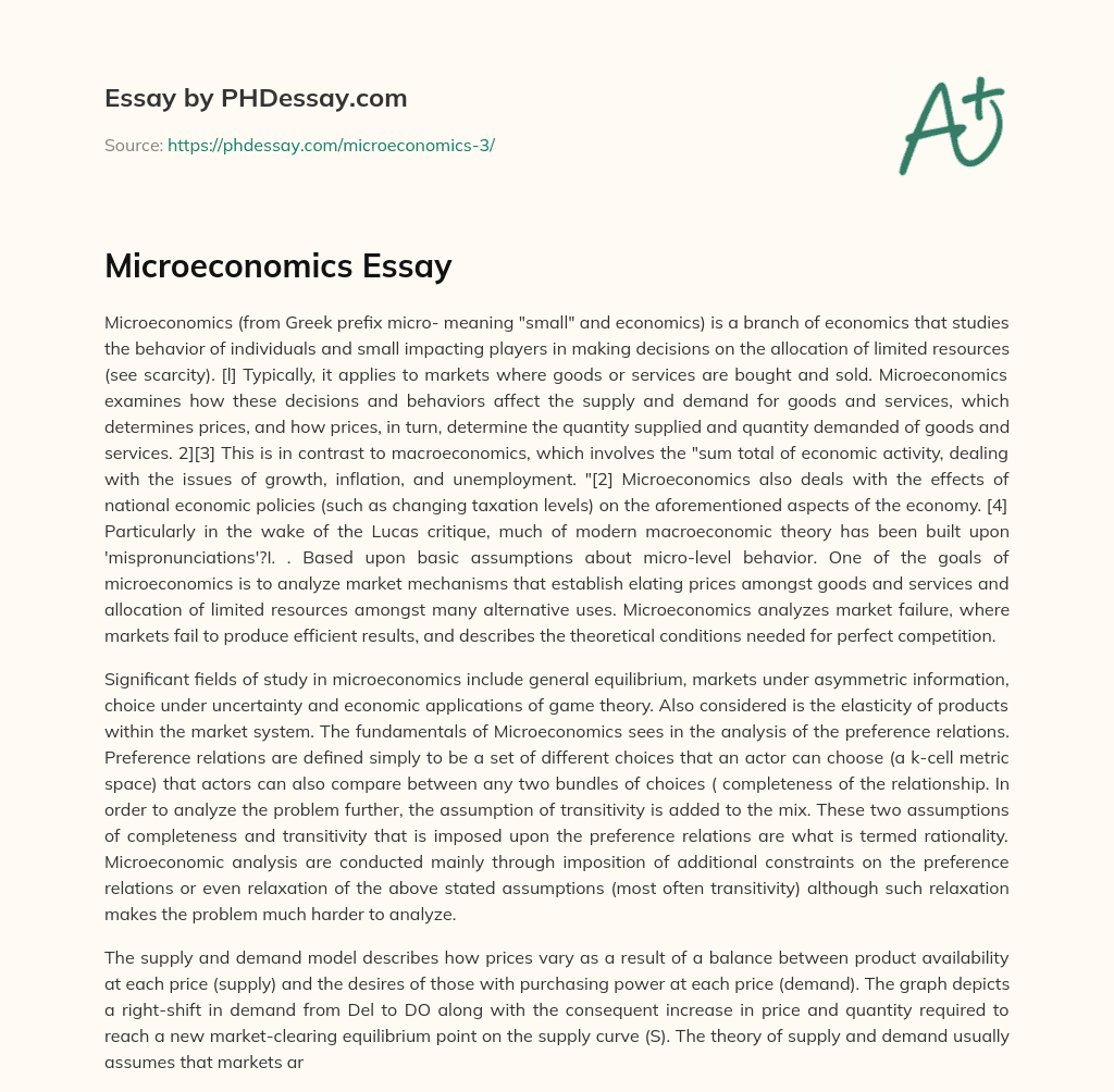 Microeconomics Essay essay