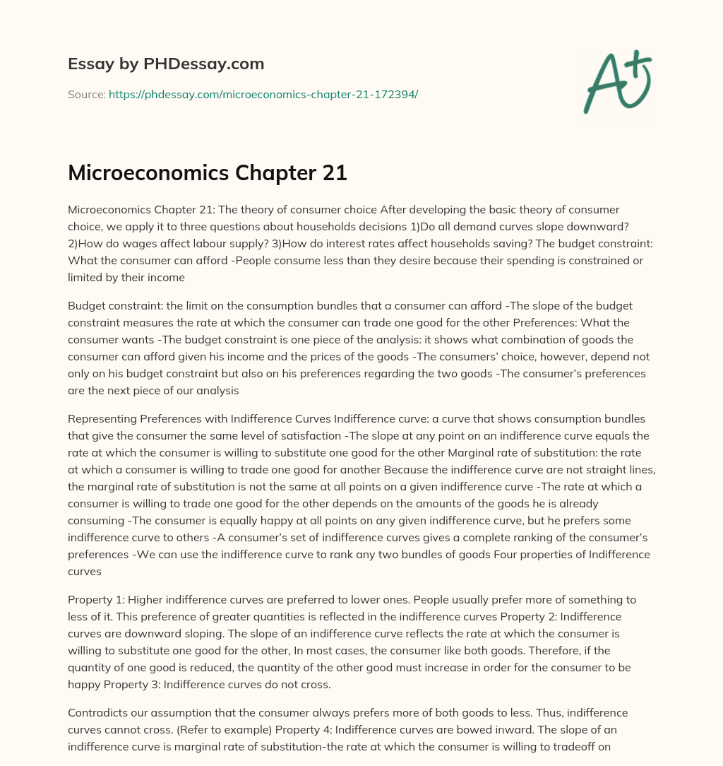 Microeconomics Chapter 21 essay