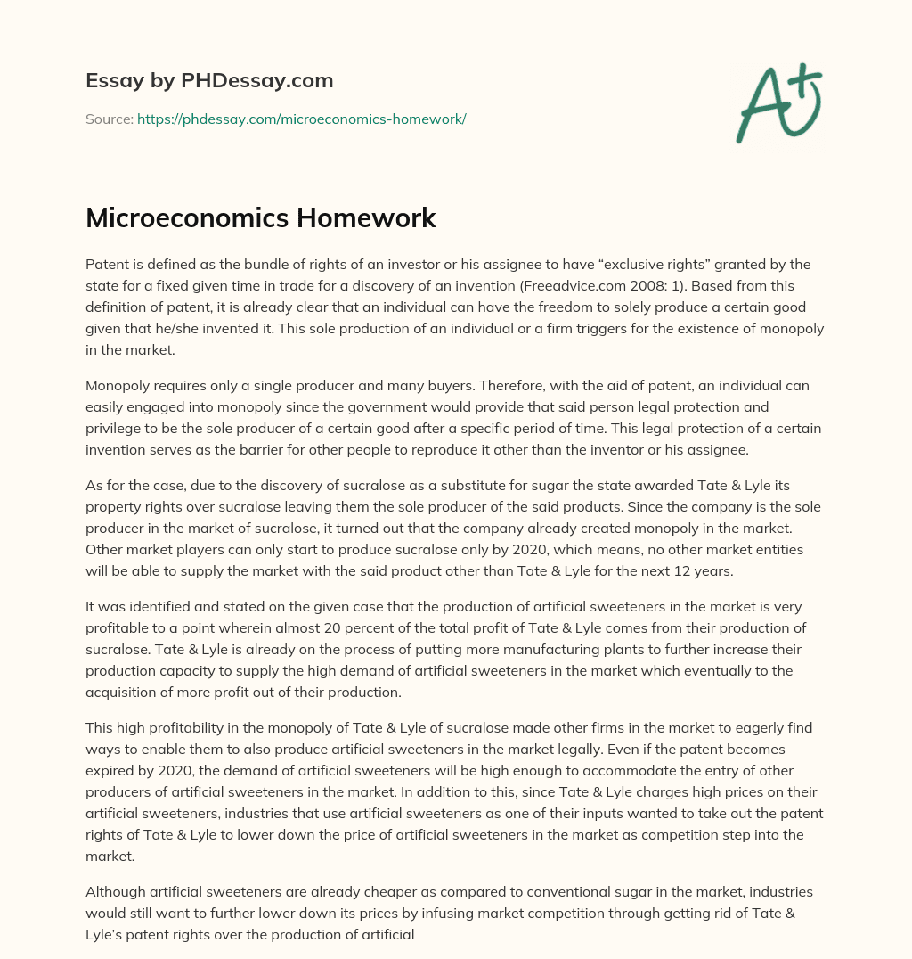 Microeconomics Homework essay