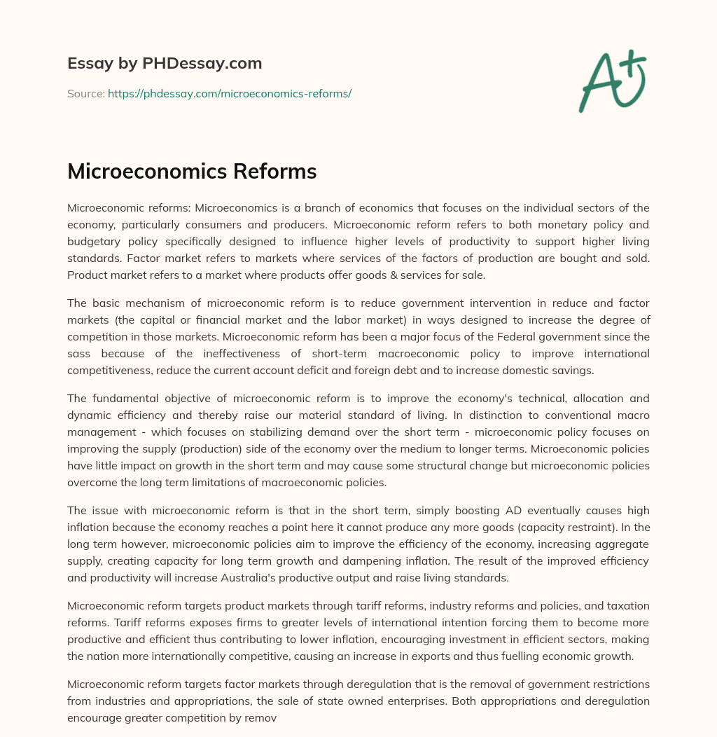 Microeconomics Reforms essay