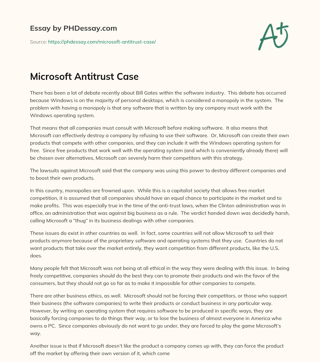 microsoft antitrust case study