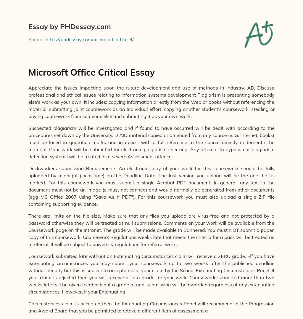 Microsoft Office Critical Essay essay