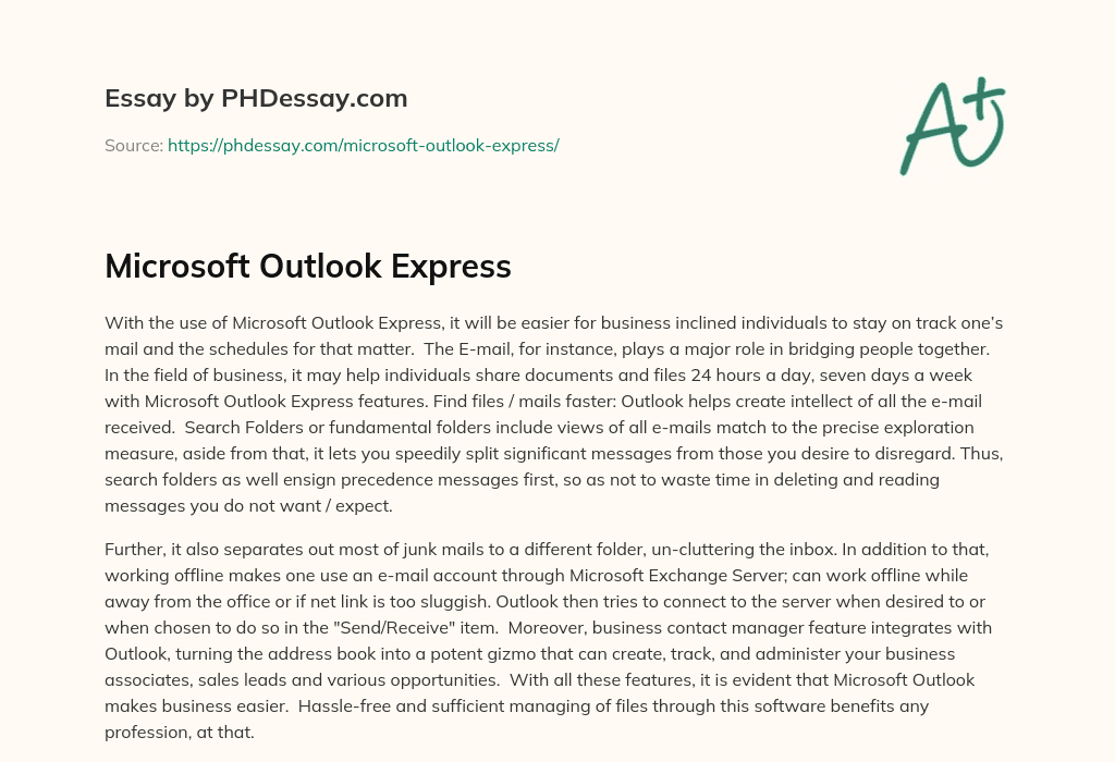 Microsoft Outlook Express essay