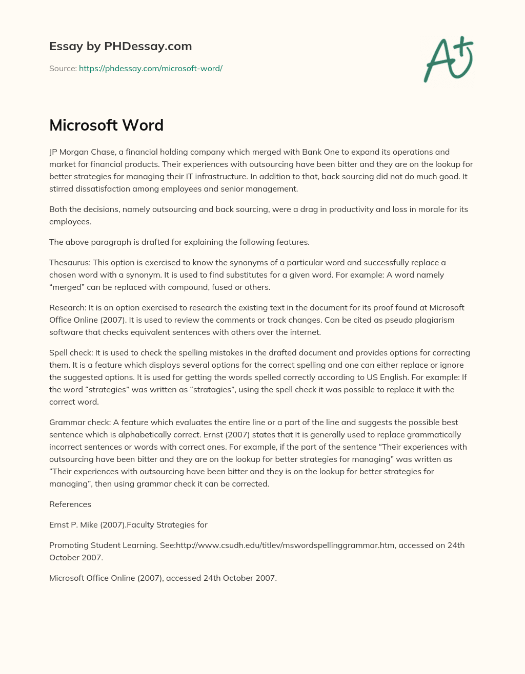 essay about ms word