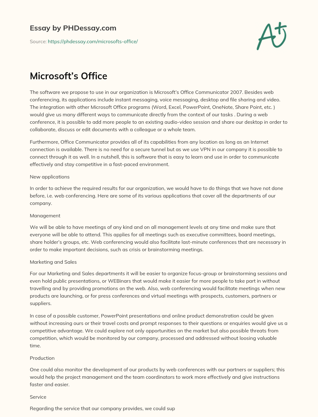 Microsoft’s Office essay