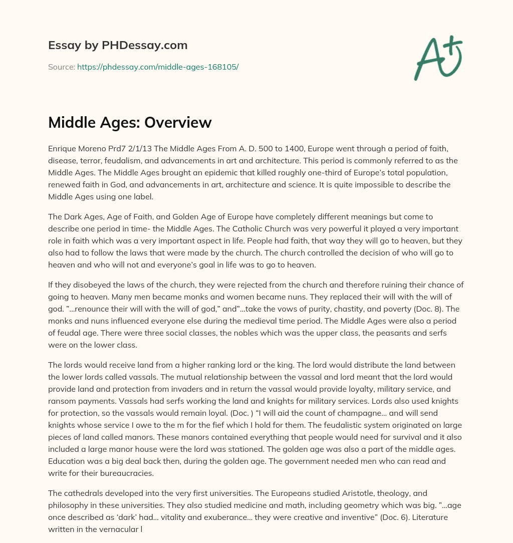 Middle Ages: Overview essay