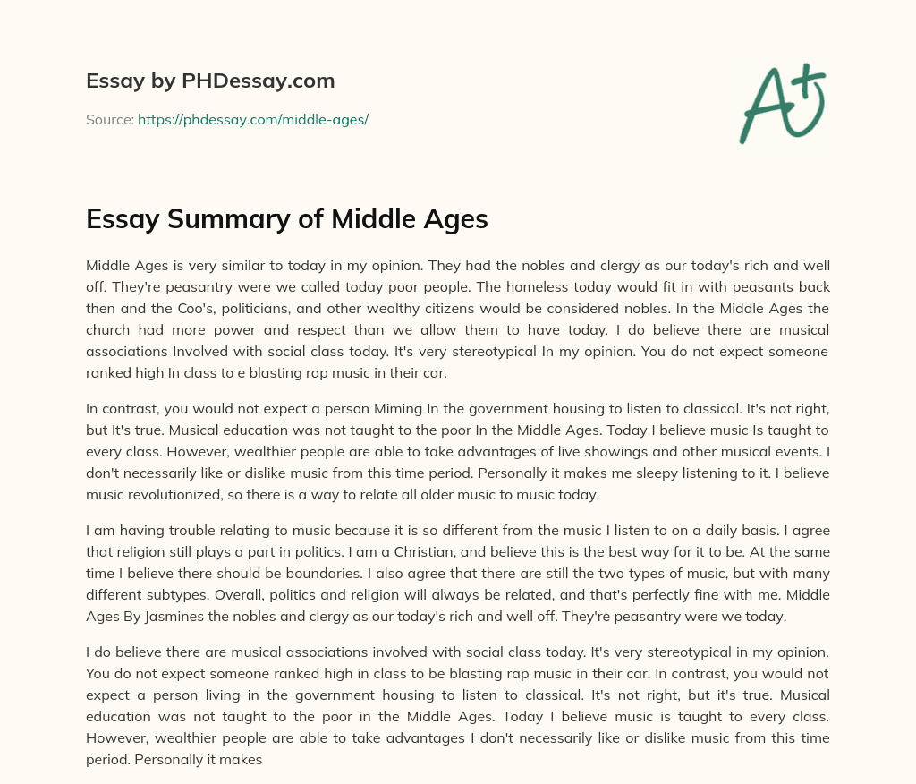 middle ages essay conclusion