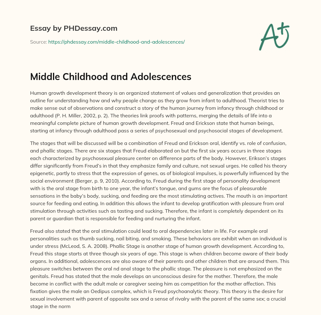 Middle Childhood and Adolescences essay
