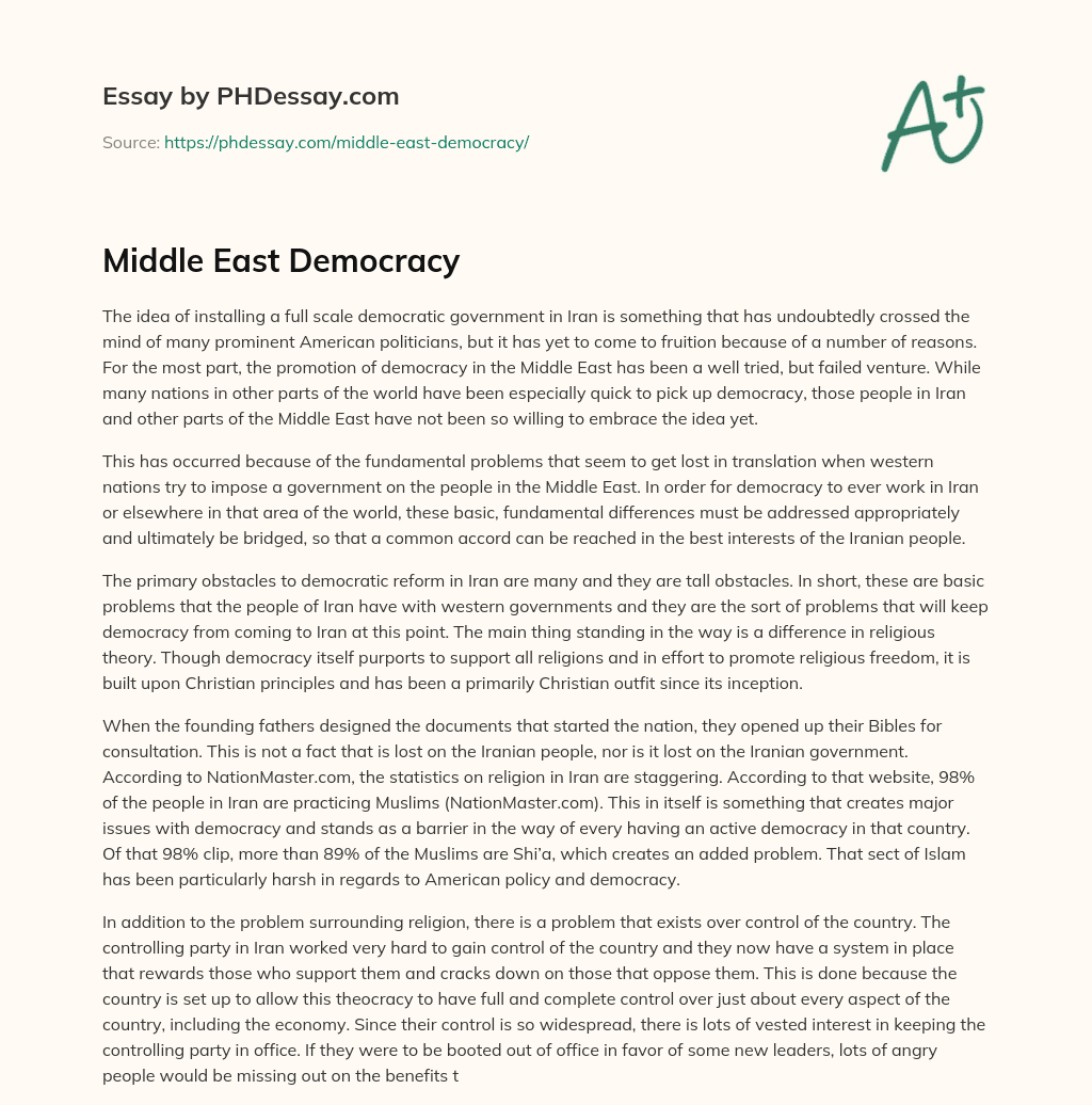 Middle East Democracy essay