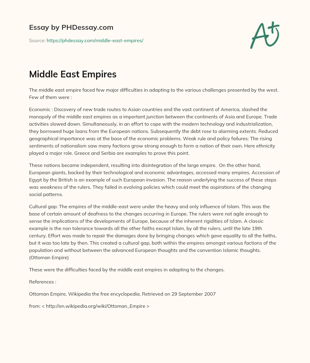 Middle East Empires essay