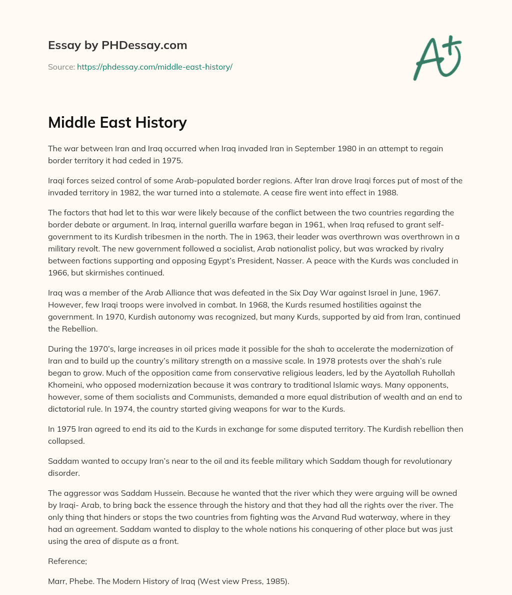 Middle East History essay