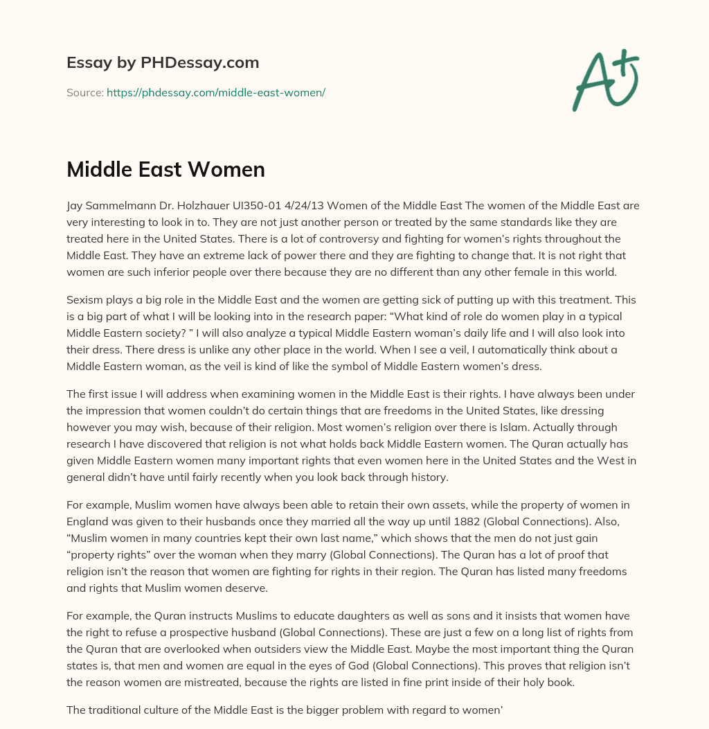 Middle East Women essay