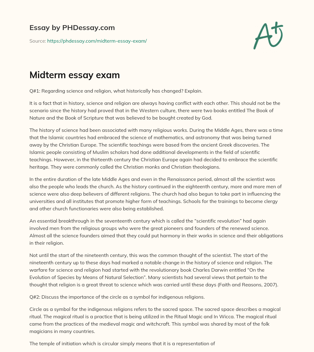 Midterm essay exam essay