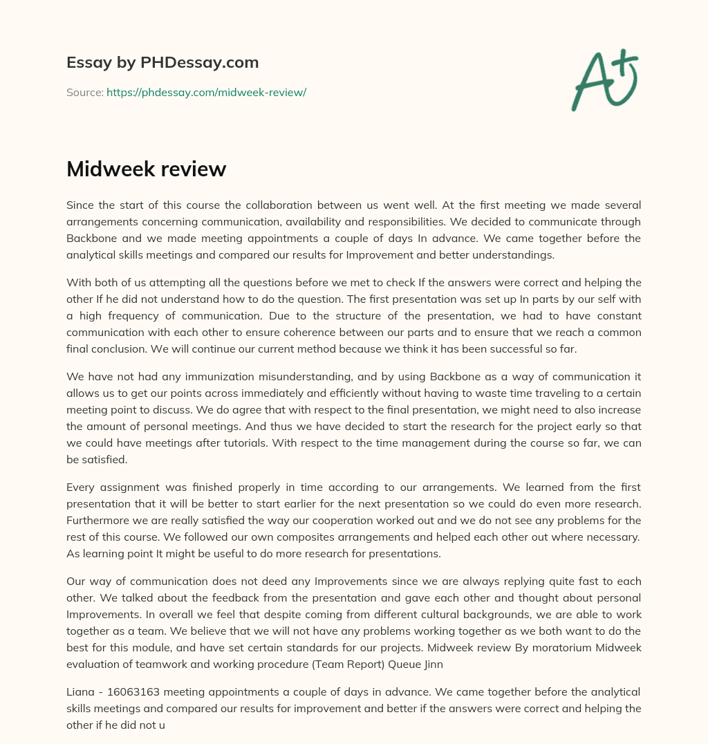Midweek review essay