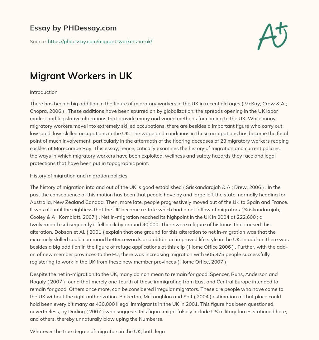 Migrant Workers in UK essay