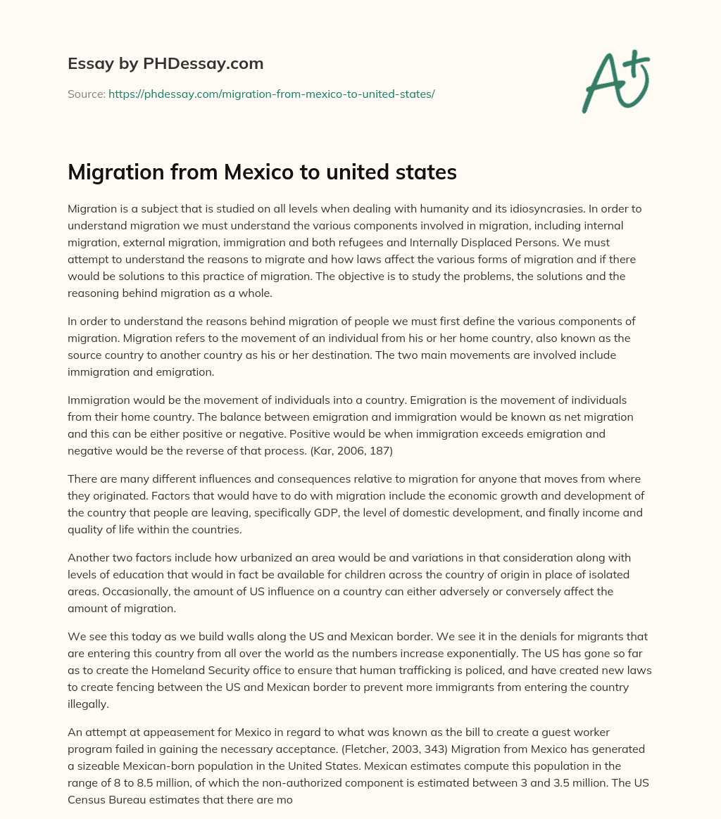 Migration from Mexico to united states essay