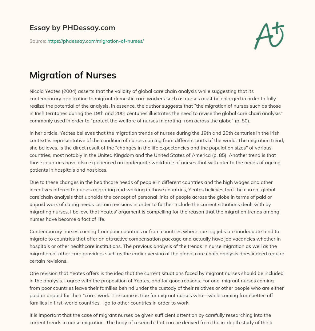 Migration of Nurses essay