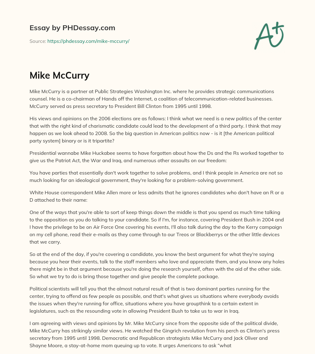 Mike McCurry essay