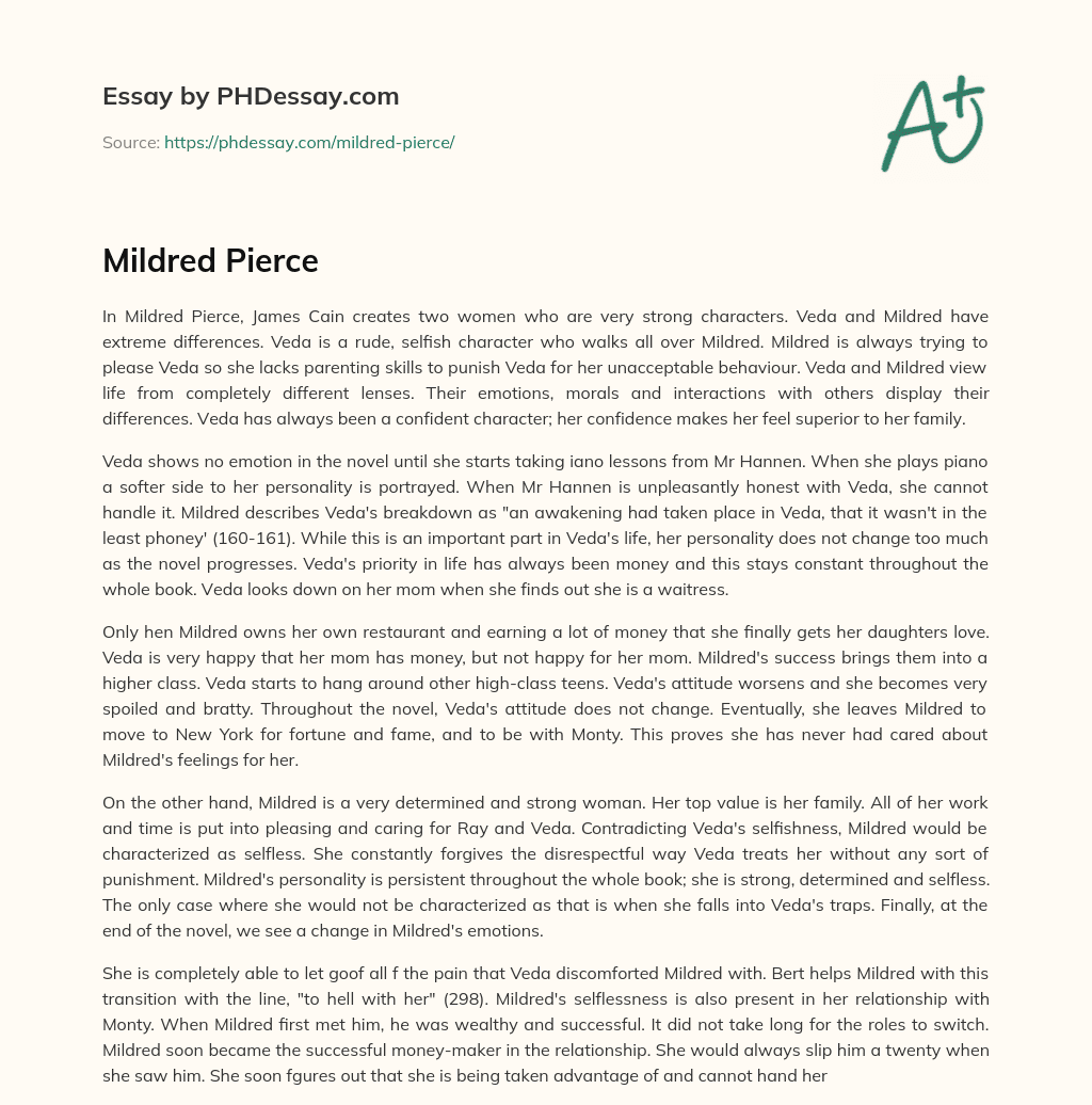 Mildred Pierce essay