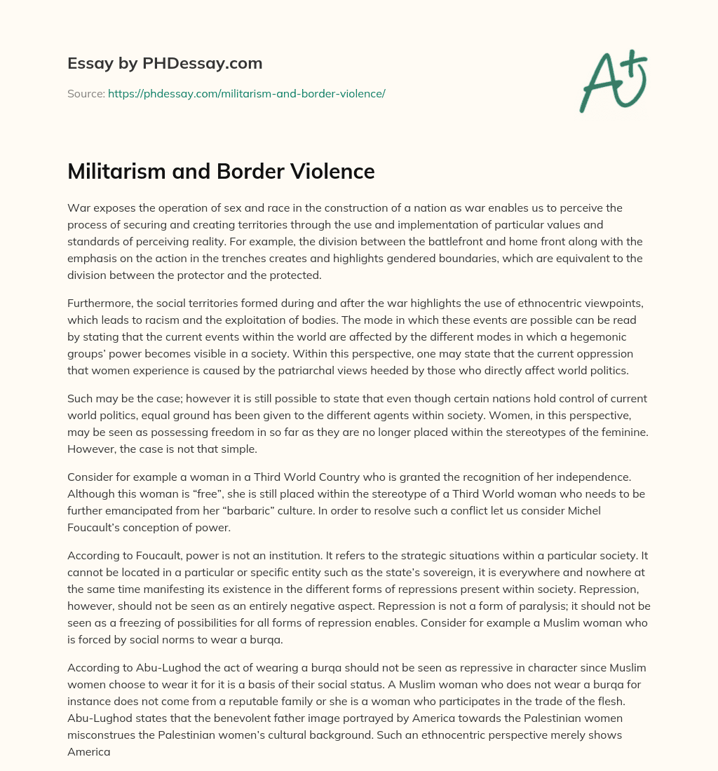 Militarism and Border Violence essay