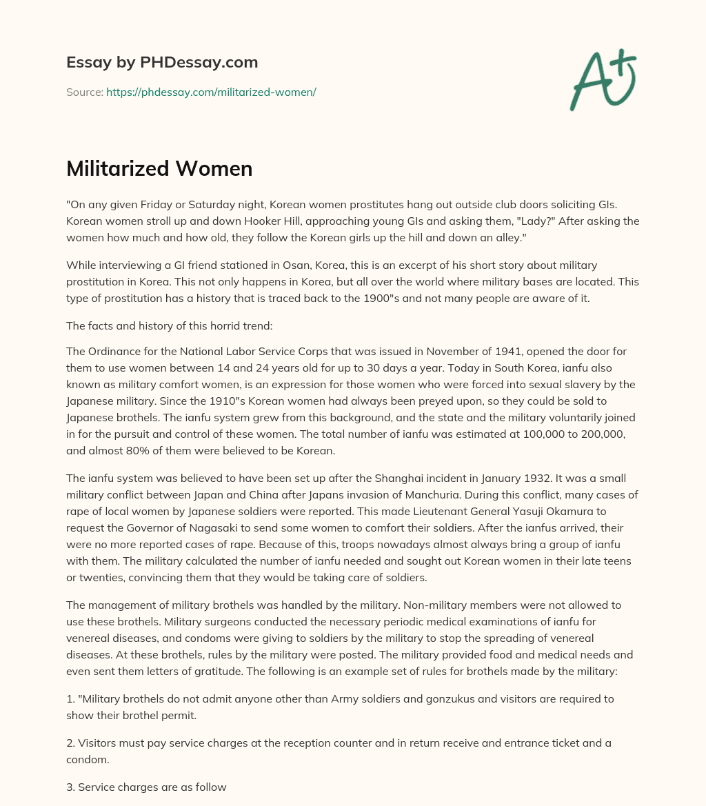 Militarized Women essay