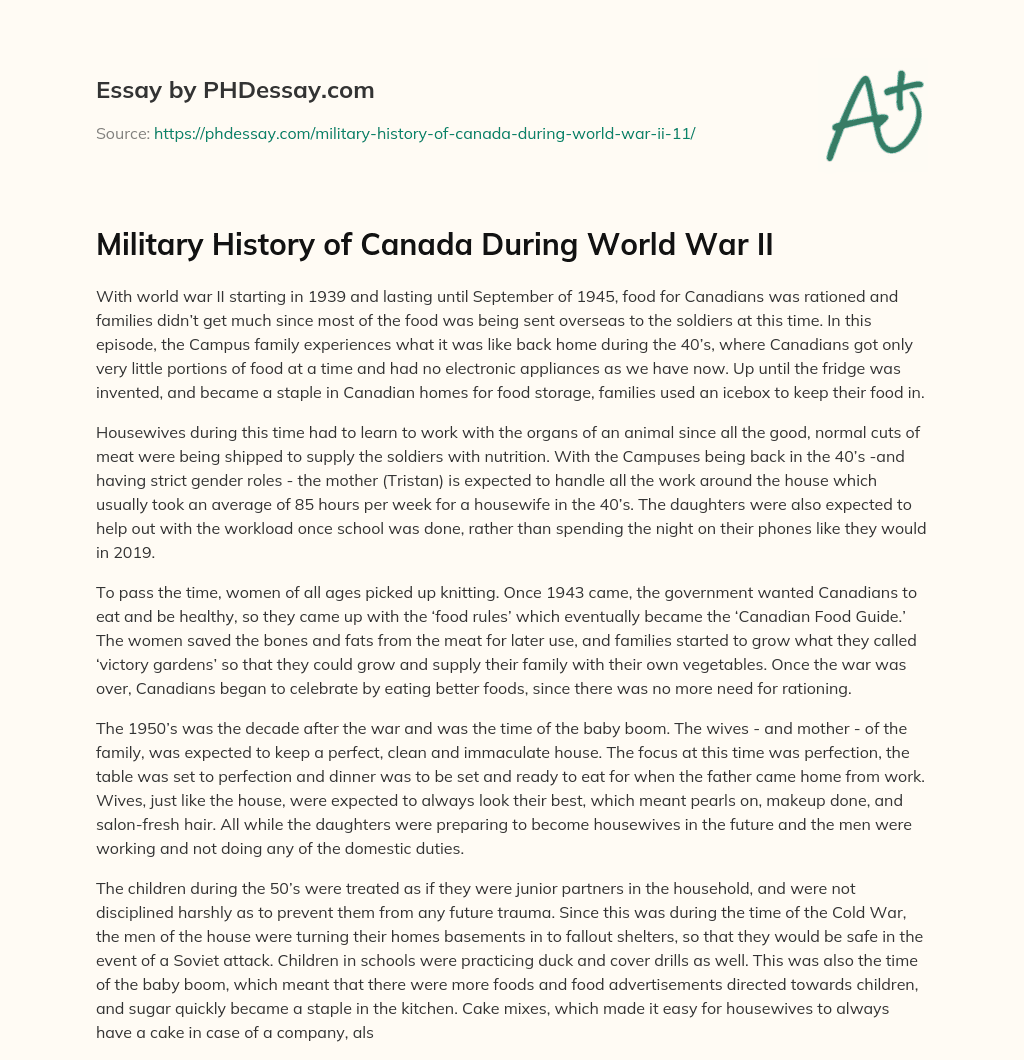 Military History of Canada During World War II essay