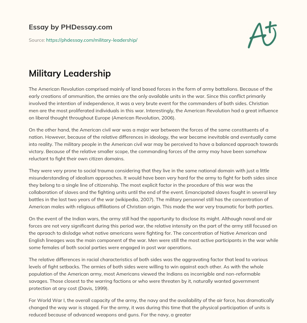 Military Leadership essay