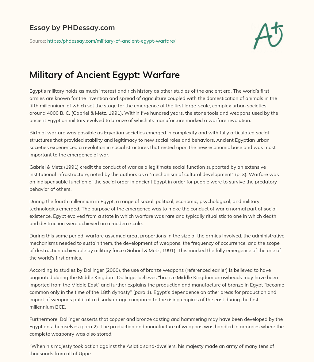 Military of Ancient Egypt: Warfare essay