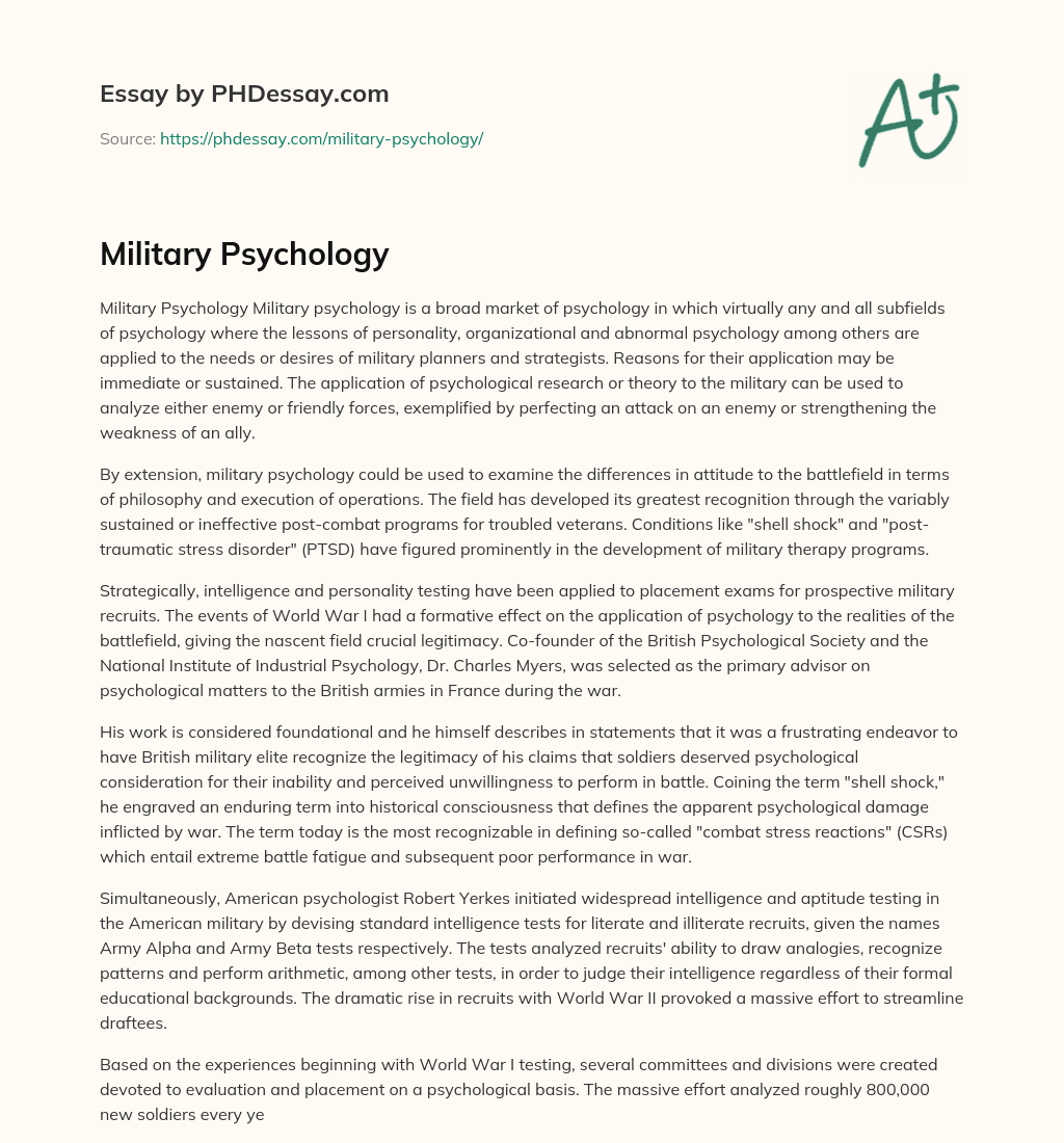 military psychology essay