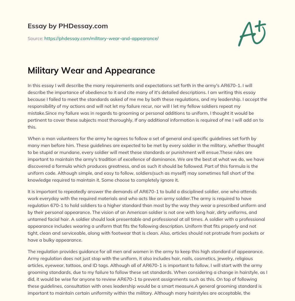 Military Wear and Appearance