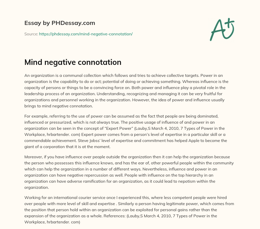 Mind negative connotation essay