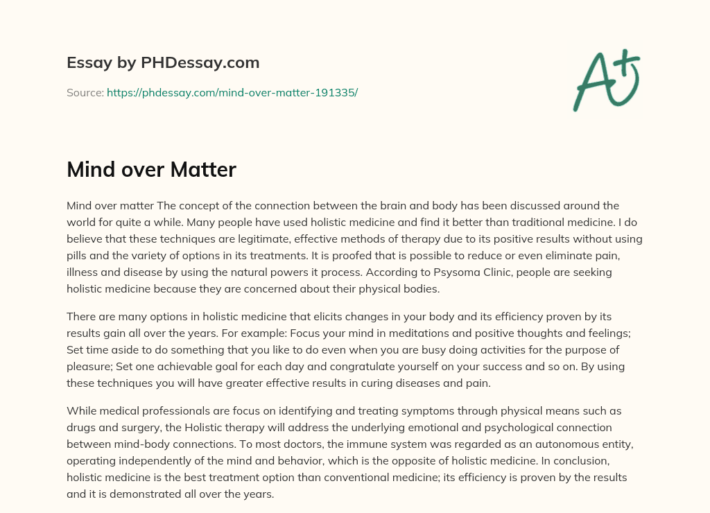 Mind over Matter essay