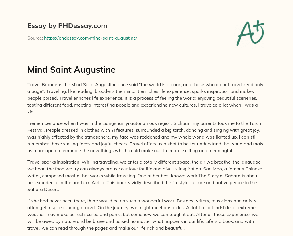 Mind Saint Augustine essay