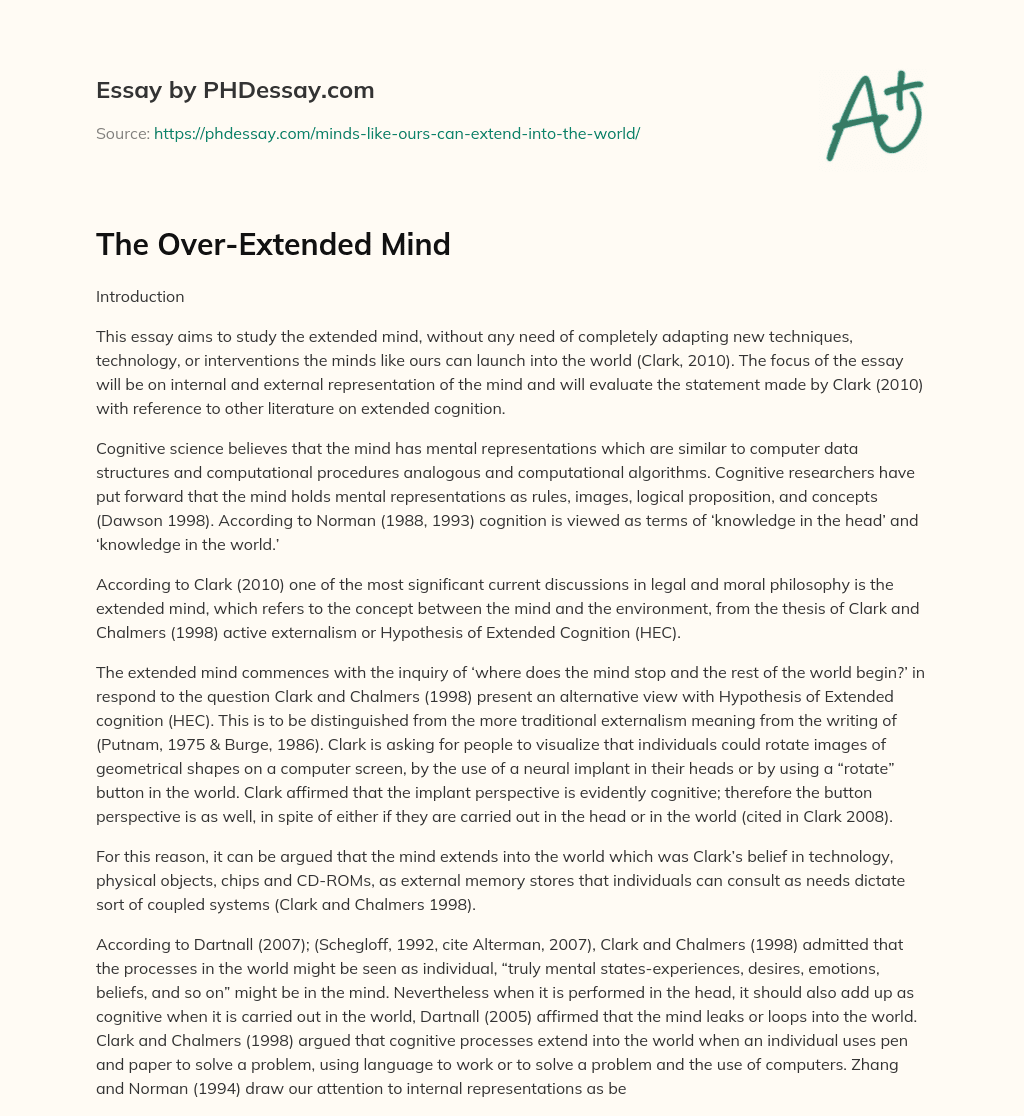 The Over-Extended Mind essay