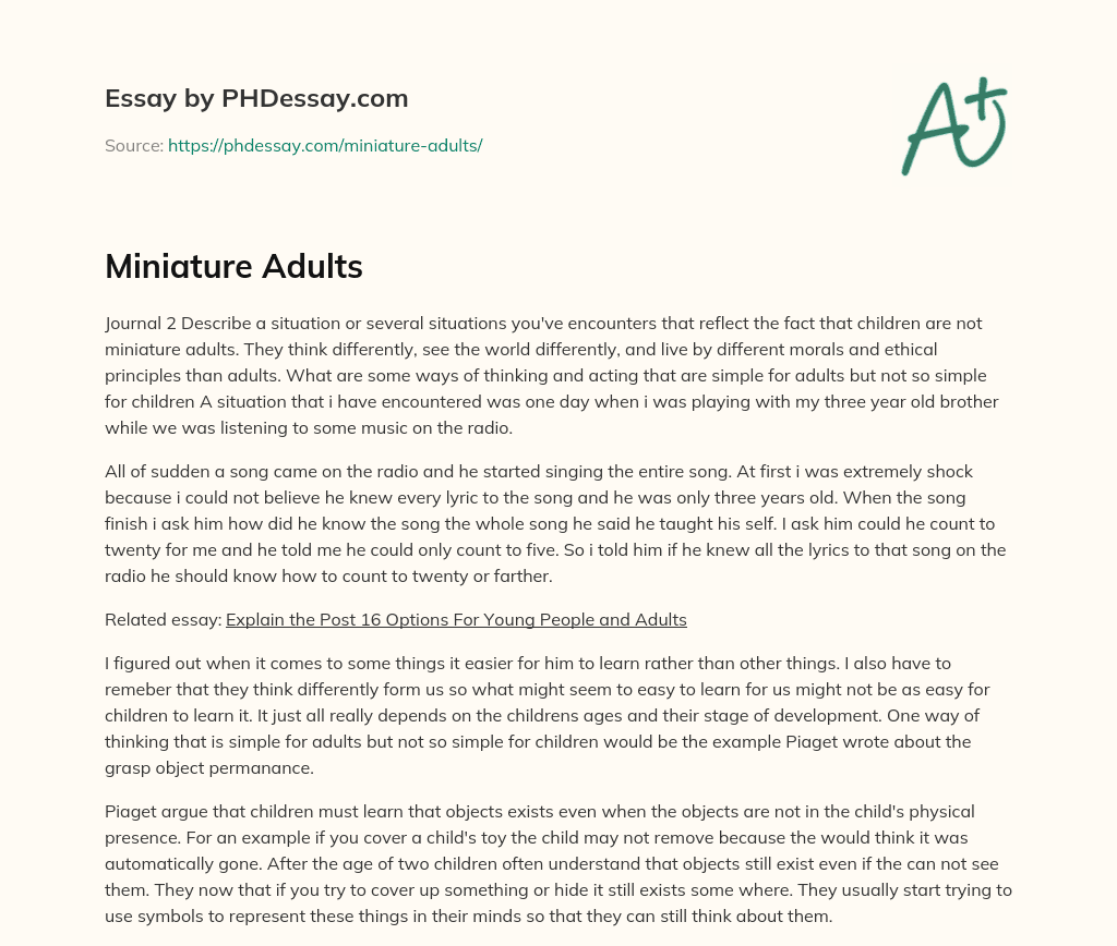 Miniature Adults essay