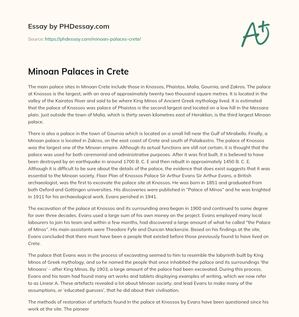Minoan Palaces in Crete essay