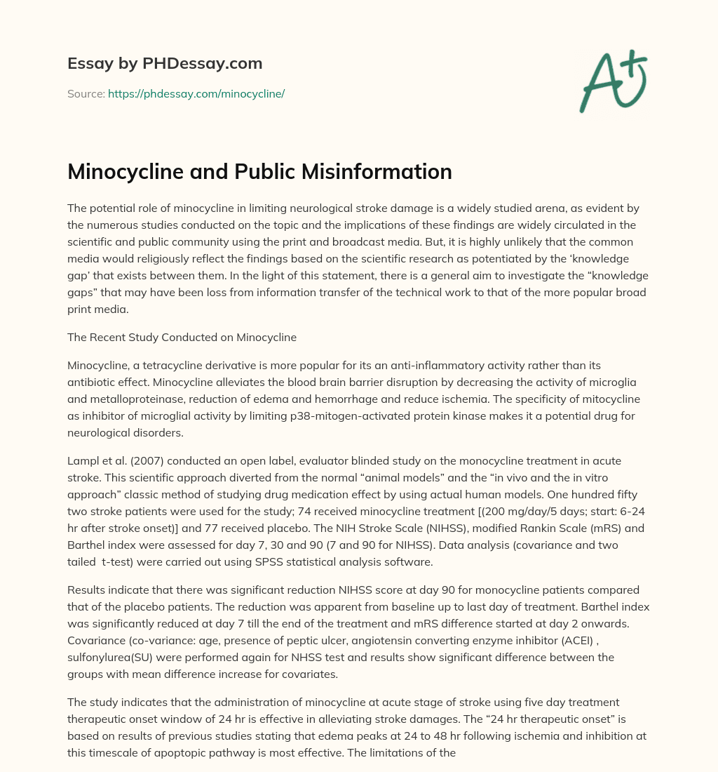 Minocycline and Public Misinformation essay