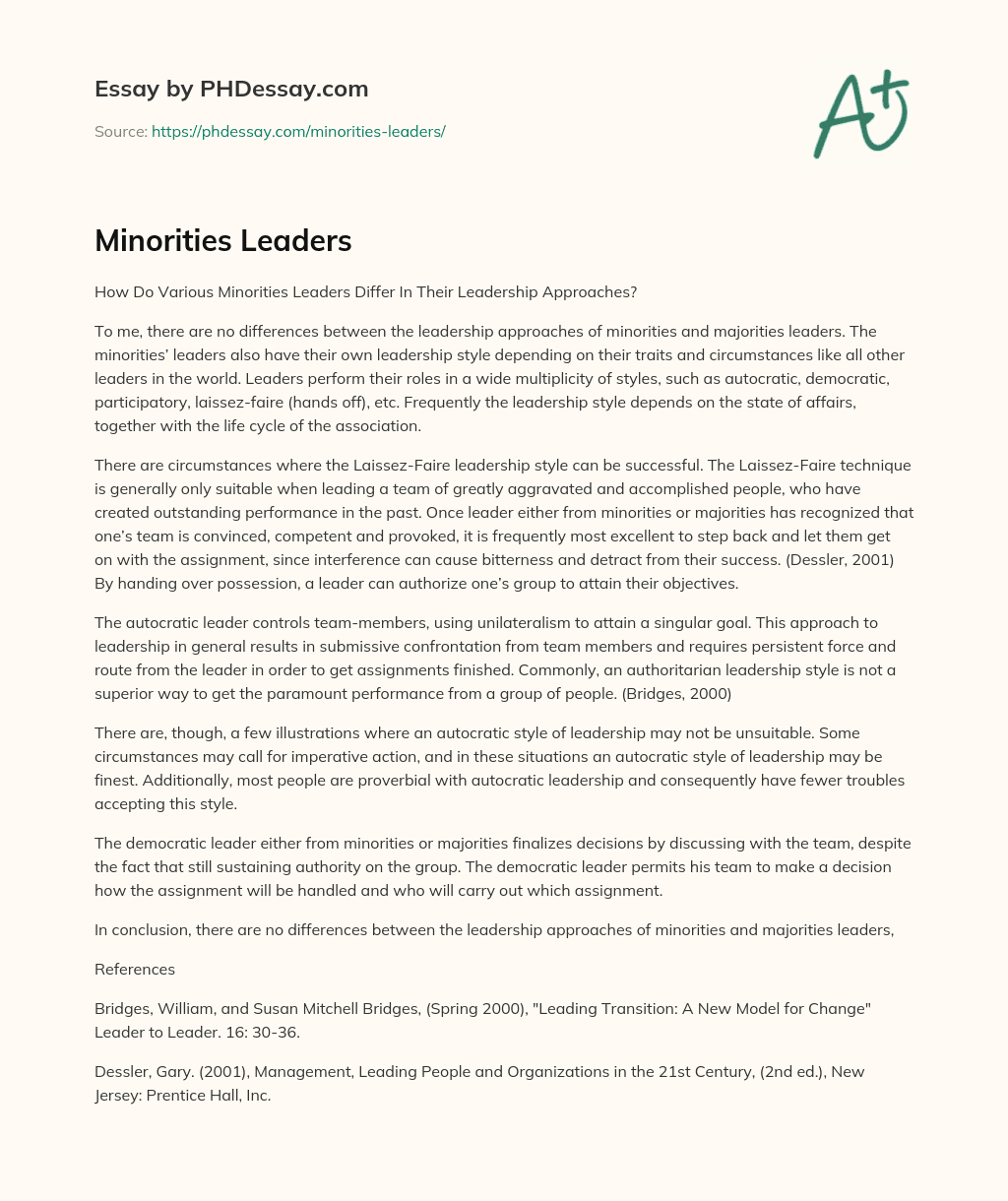 Minorities Leaders essay