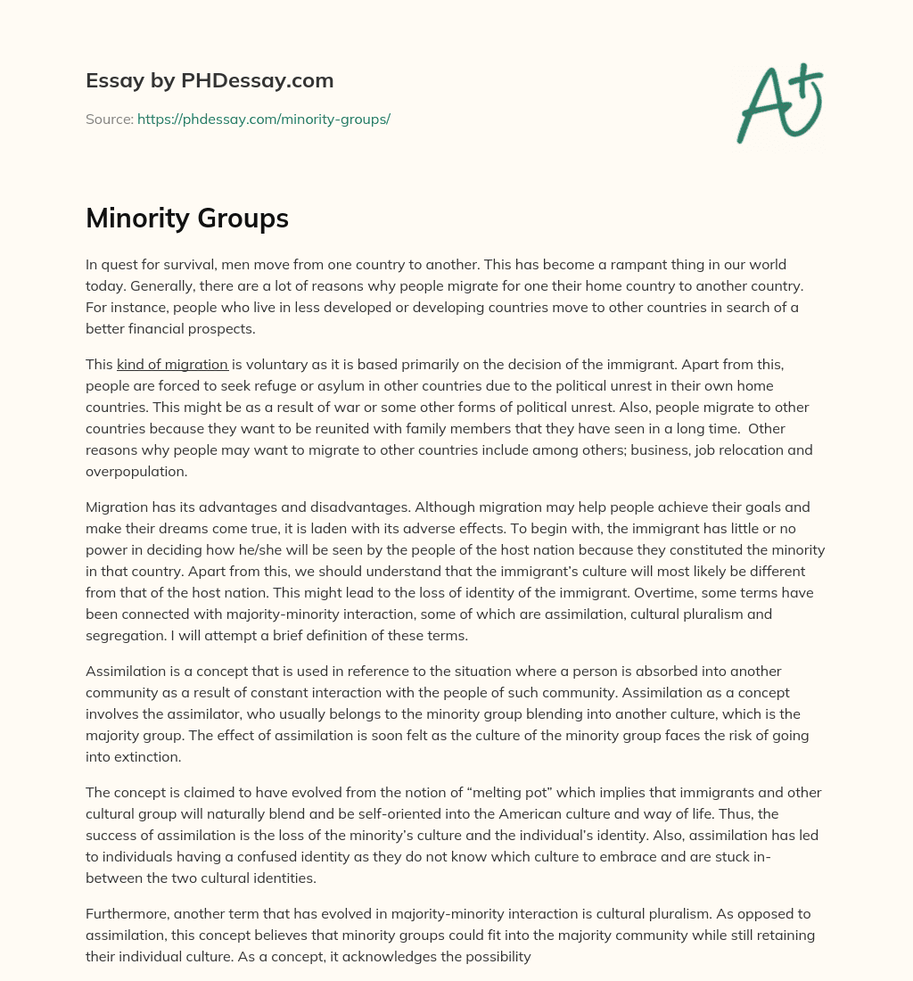 Minority Groups essay