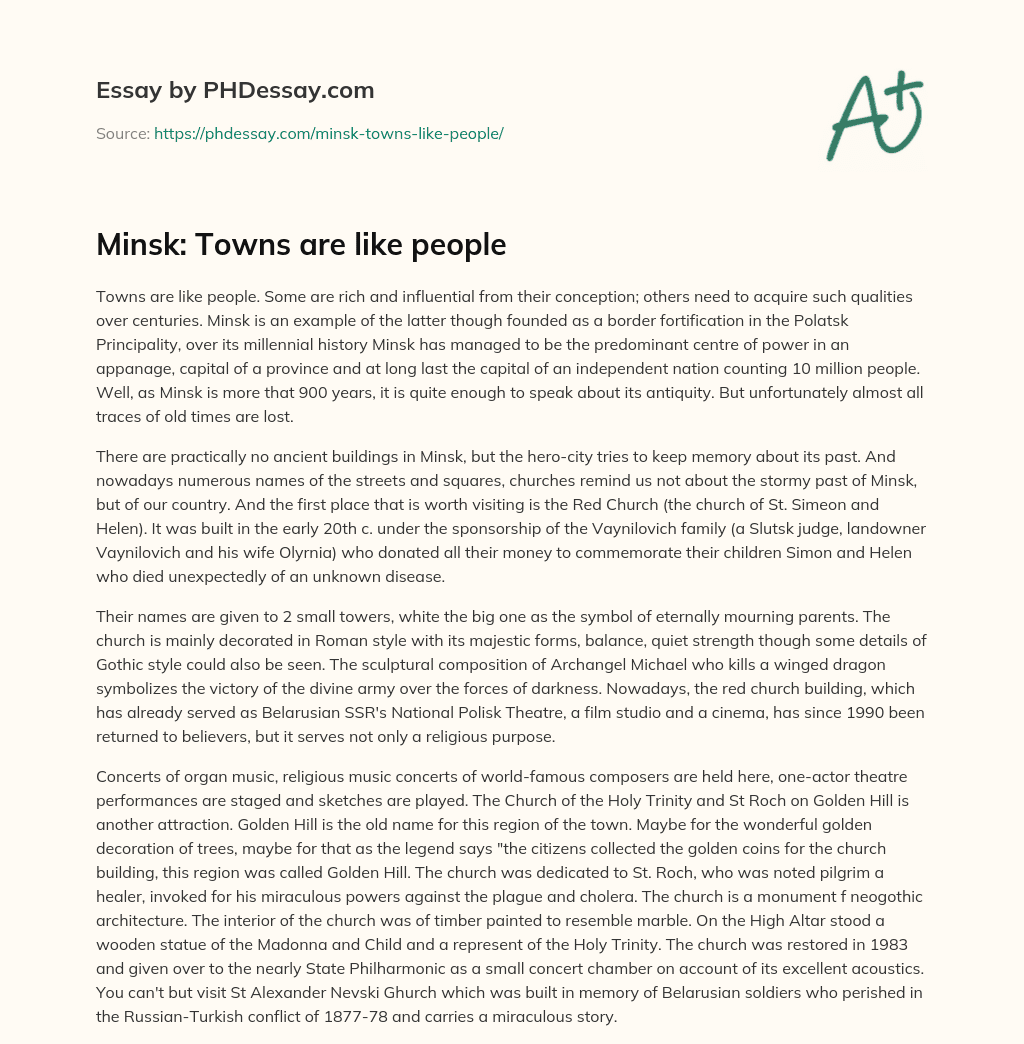 Minsk: Towns are like people essay
