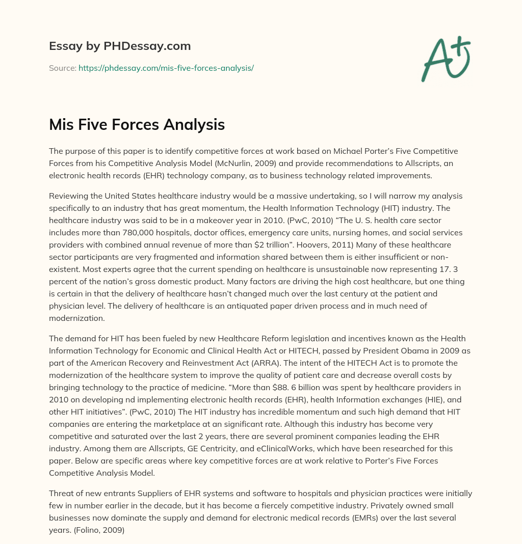 Mis Five Forces Analysis essay