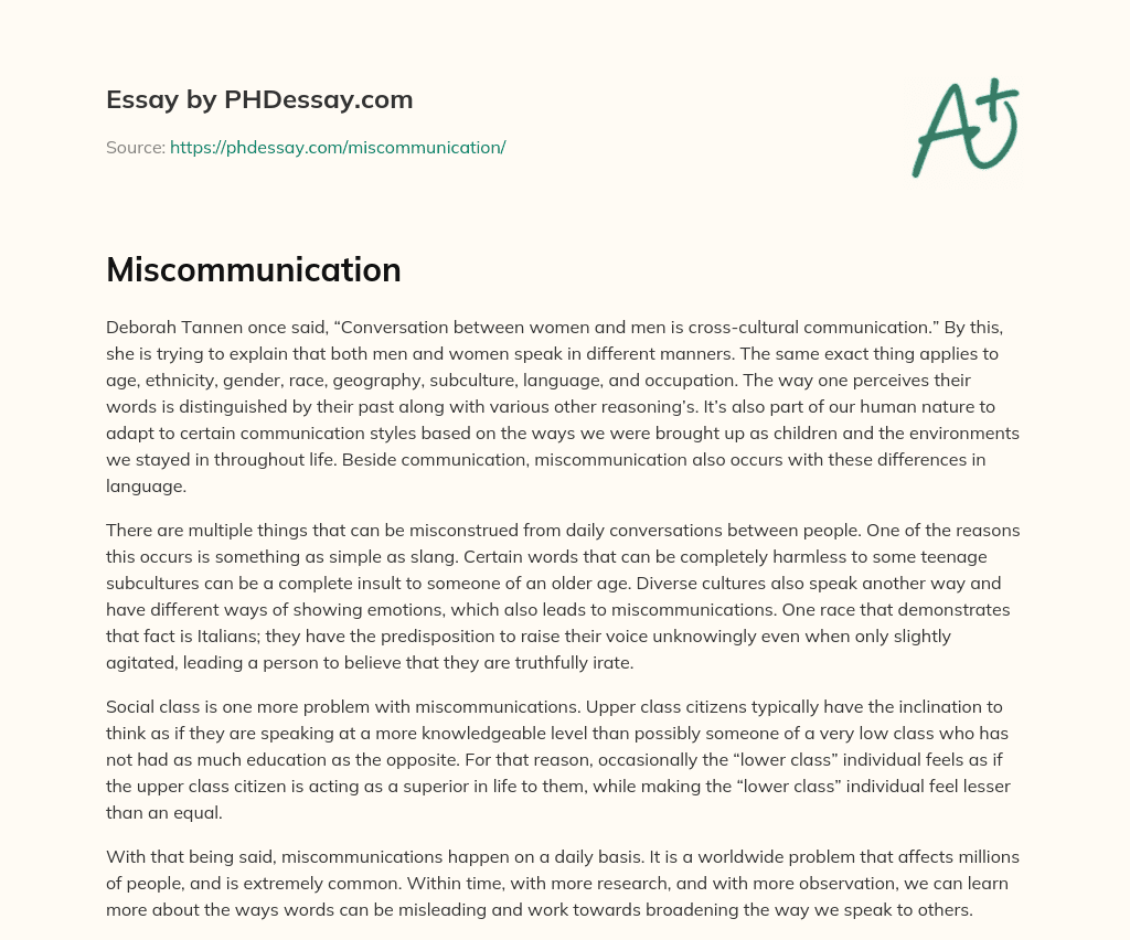 Miscommunication essay