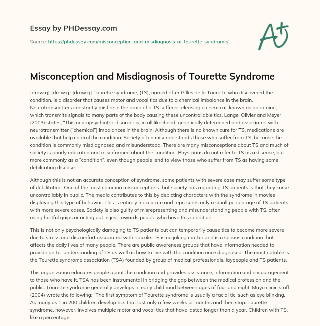 Misconception and Misdiagnosis of Tourette Syndrome essay